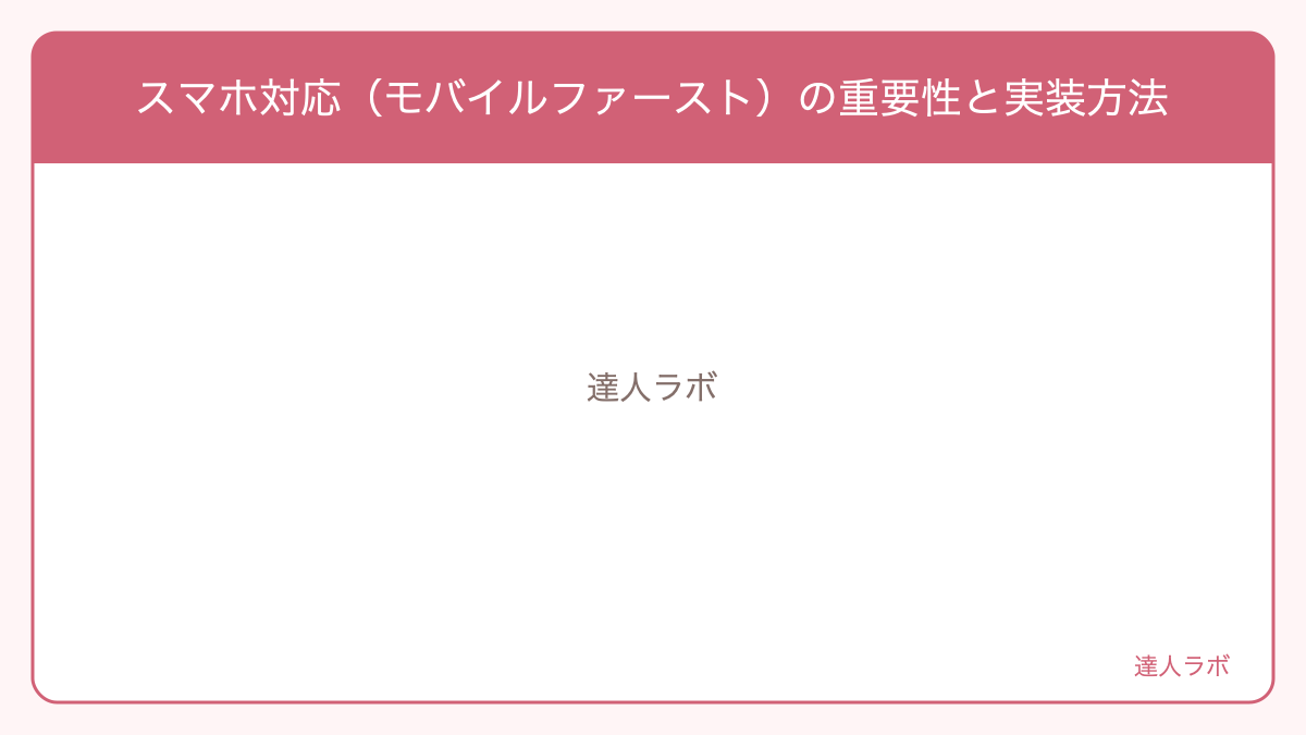 コーポレートサイトのスマートフォン対応とレスポンシブデザインを示した図解(達人ラボ)