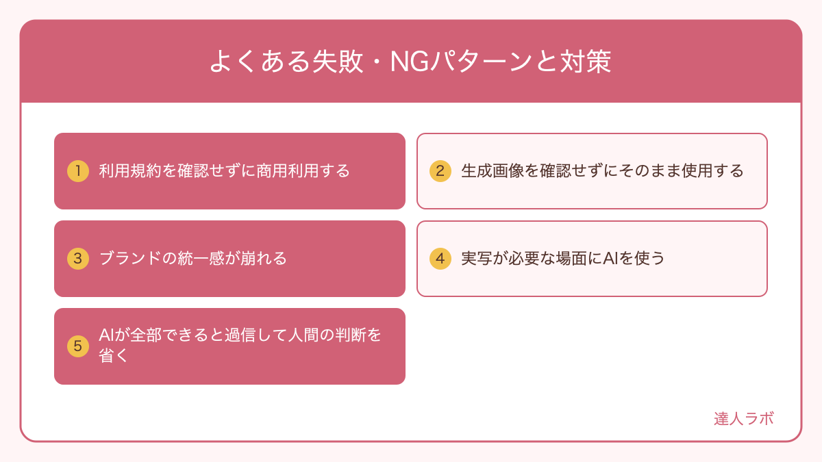 よくある失敗・NGパターンと対策を整理した図解（達人ラボ）