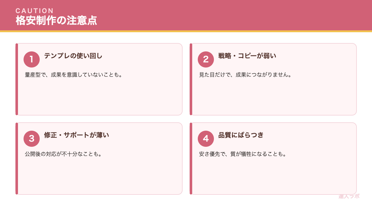 費用を安く抑えるコツを示すチェックリスト（達人ラボ）