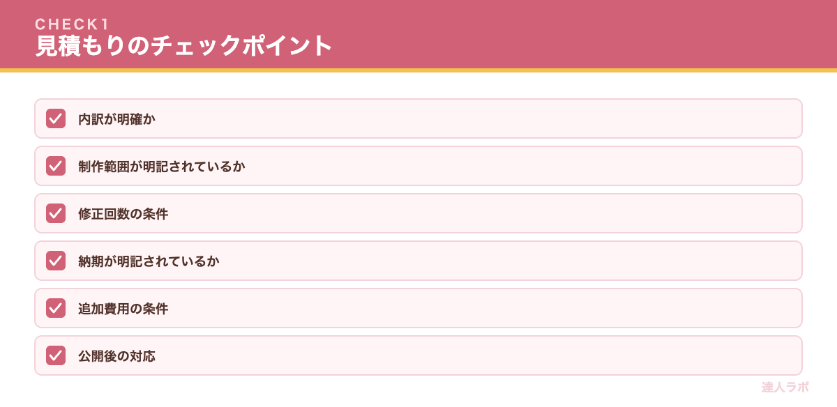 見積もりの見方とチェックポイントを示すチェックリスト（達人ラボ）