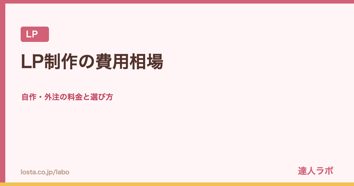 LP制作の費用相場のアイキャッチ画像（達人ラボ）