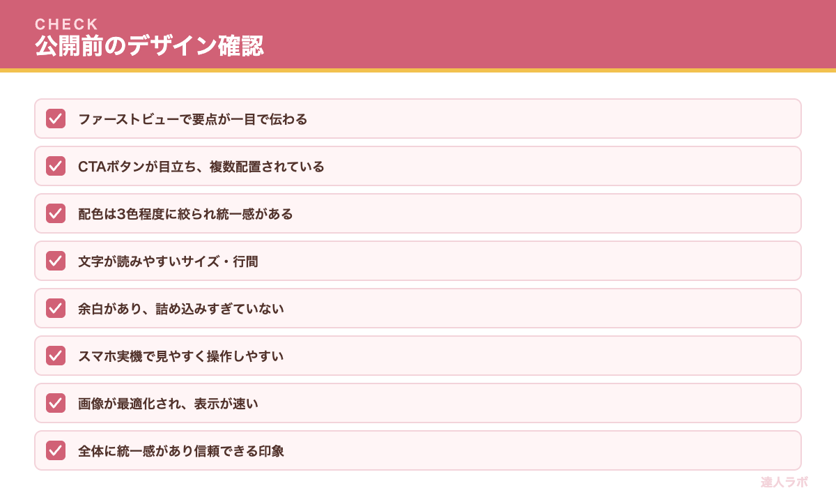 LPデザインチェックリスト（達人ラボ）