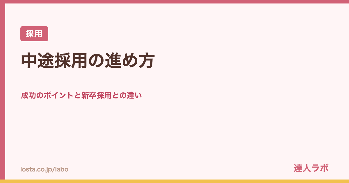 中途採用の進め方と成功のポイントを解説するアイキャッチ画像（達人ラボ）