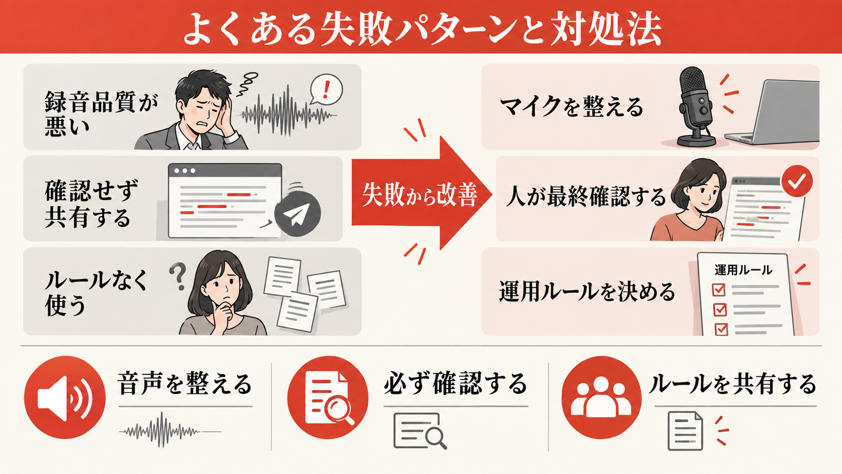 よくある失敗パターンと対処法を整理した図解（達人ラボ）