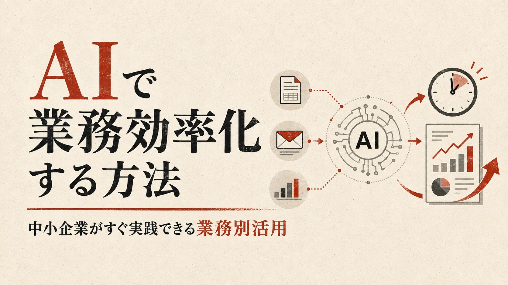 AIで業務効率化する方法｜中小企業の実践例と効果測定｜アイキャッチ