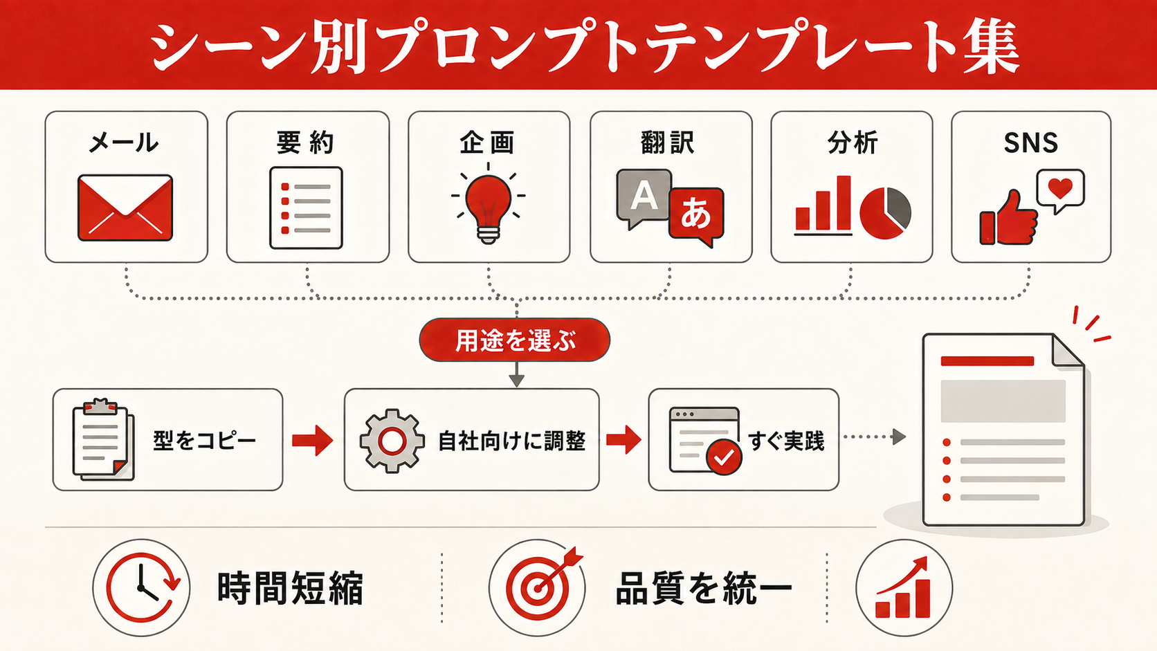 シーン別コピペ用プロンプトテンプレート集【2026年版】を整理した図解(達人ラボ)
