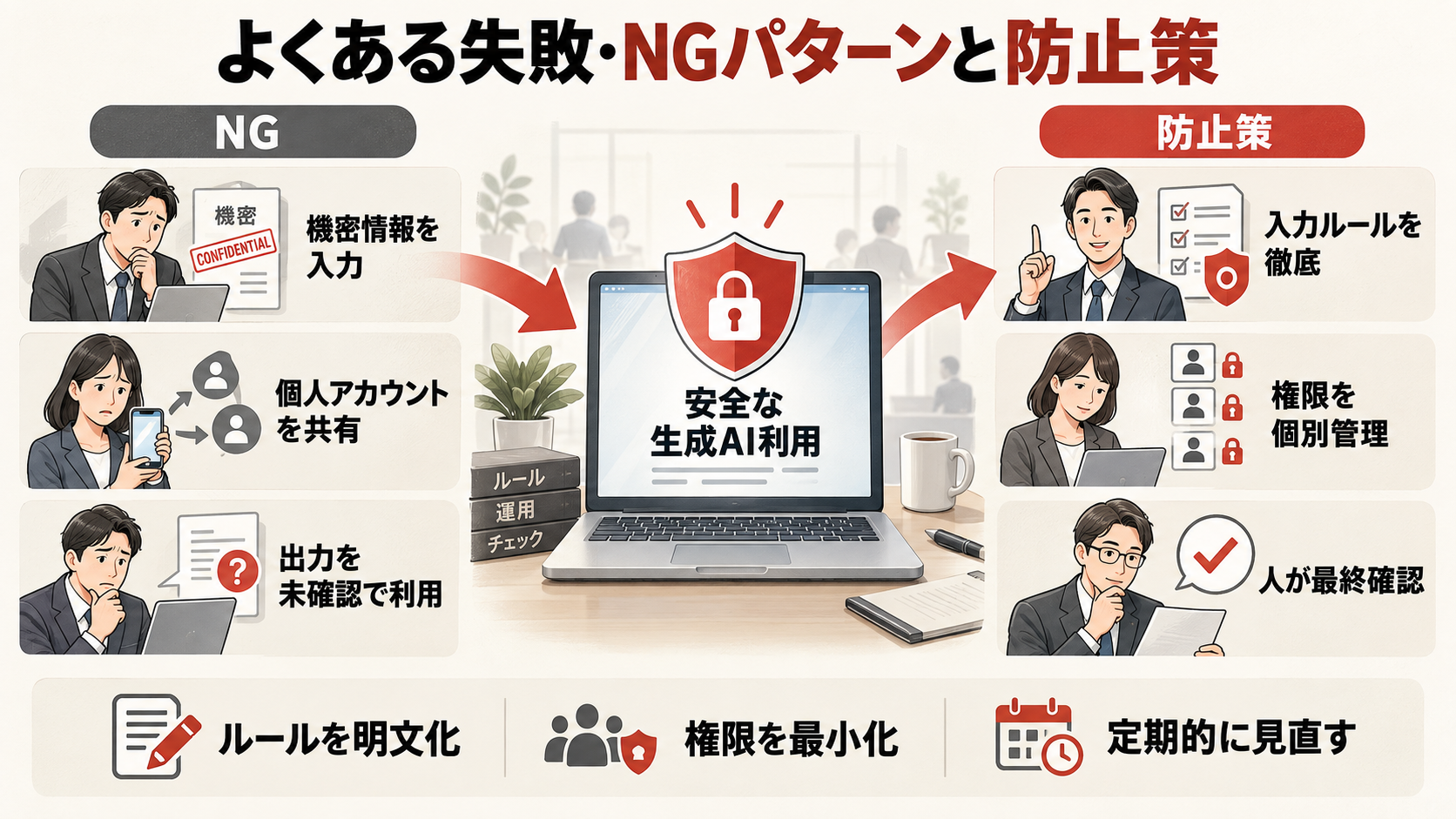 よくある失敗・NGパターンと防止策を整理した図解（達人ラボ）
