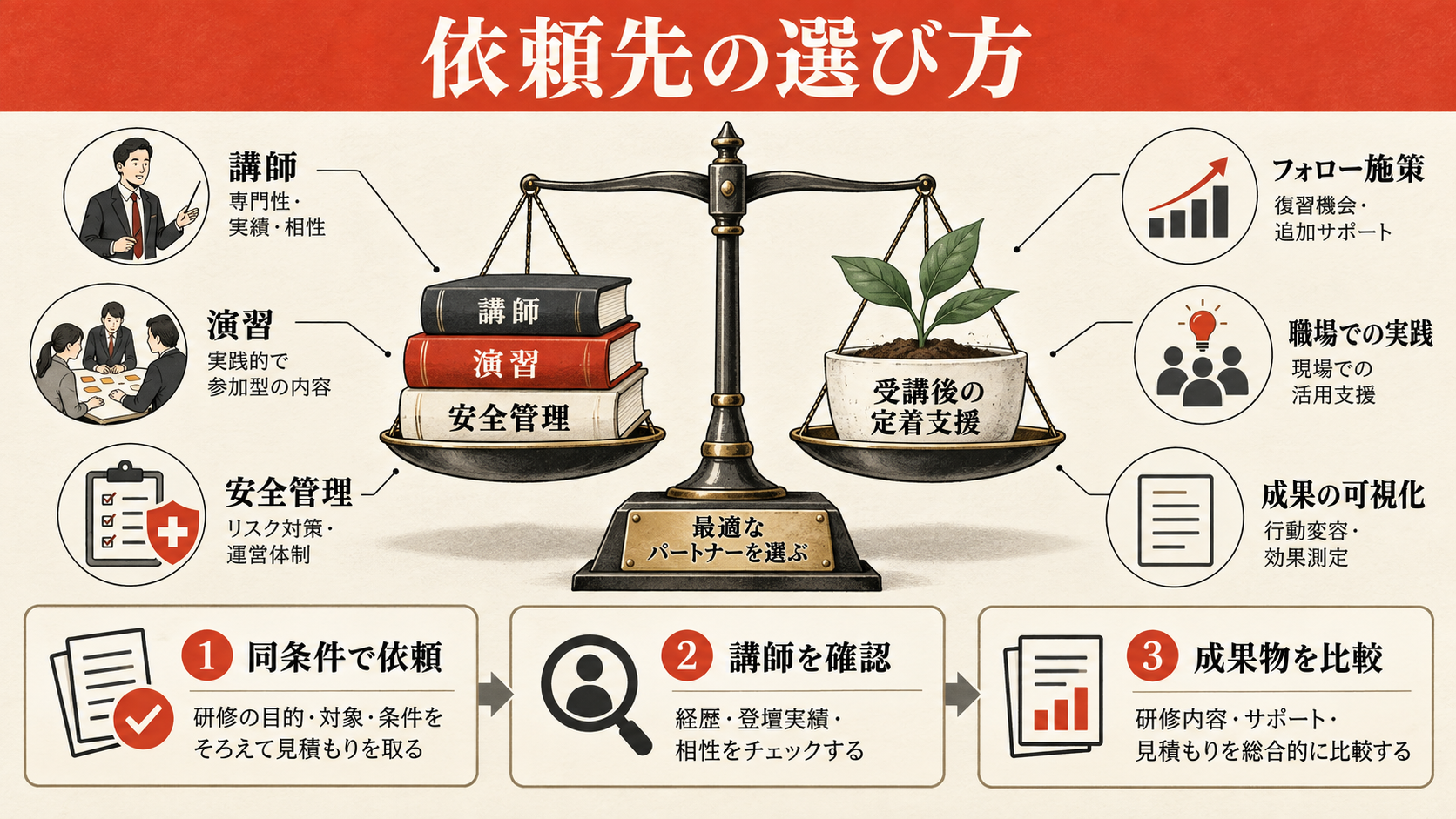 自社に合う依頼先の選び方と比較表の図解｜達人ラボ