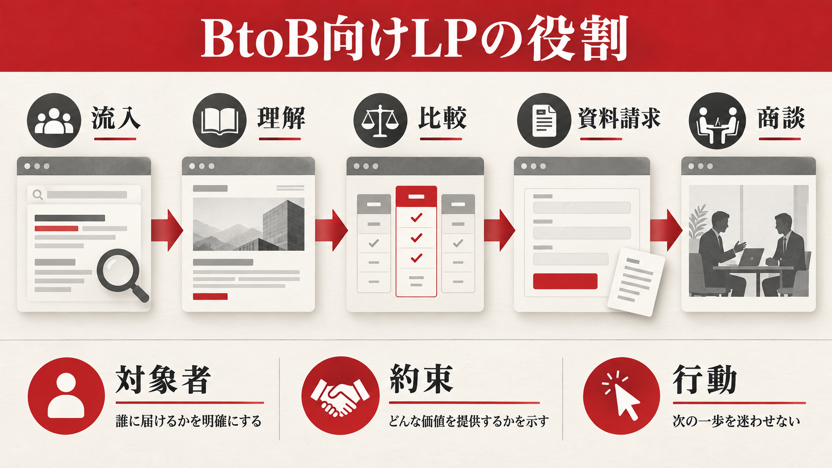 BtoB向けLPの役割と、一般的なLPとの違いの図解｜達人ラボ