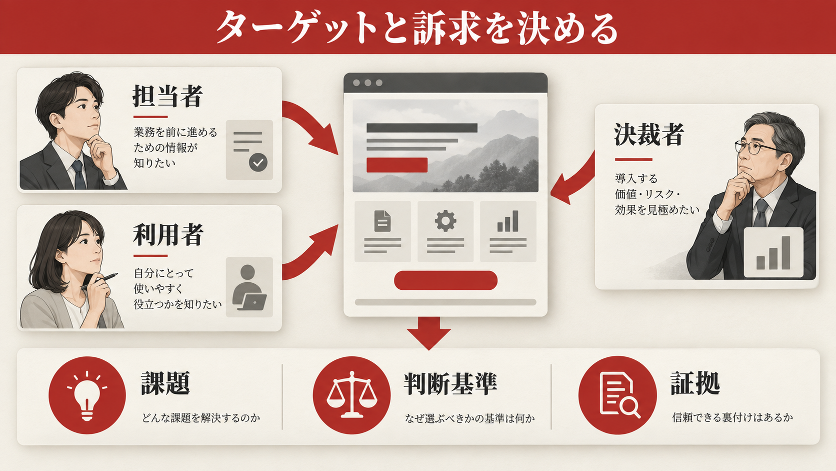 ターゲット・課題・訴求を先に決めるの図解｜達人ラボ