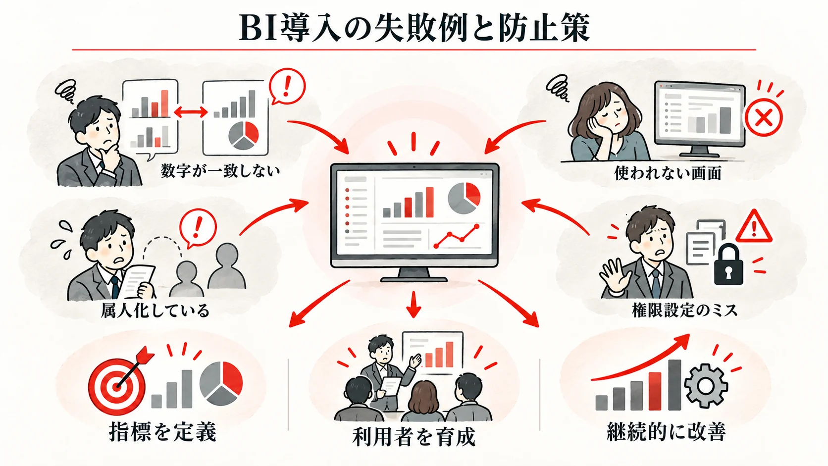 BI導入の失敗例と防止策の図解｜達人ラボ