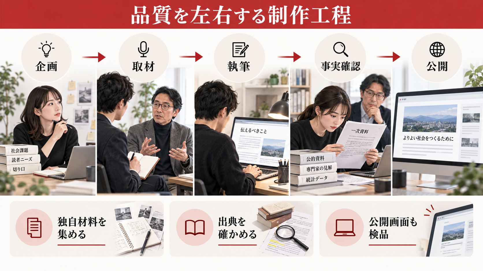 品質を左右する制作工程の図解｜コンテンツSEOの外注費用｜記事制作・戦略設計・運用の料金を比較