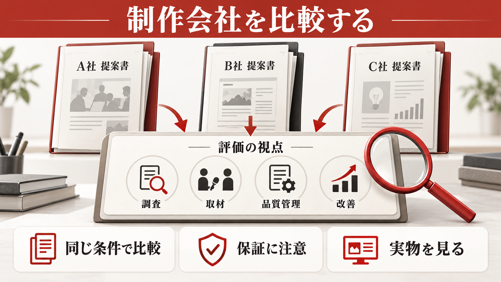 制作会社をどう比較するかの図解｜コンテンツSEOの外注費用｜記事制作・戦略設計・運用の料金を比較