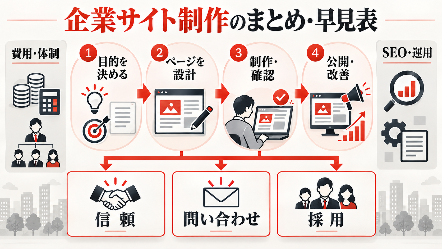 コーポレートサイト制作の全体まとめと早見表の図解（達人ラボ）