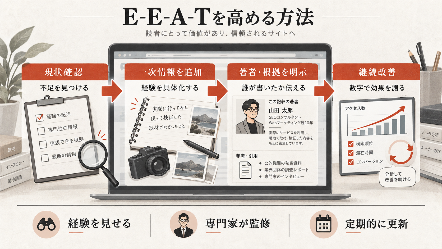 E-E-A-Tを高める方法を整理した図解(達人ラボ)
