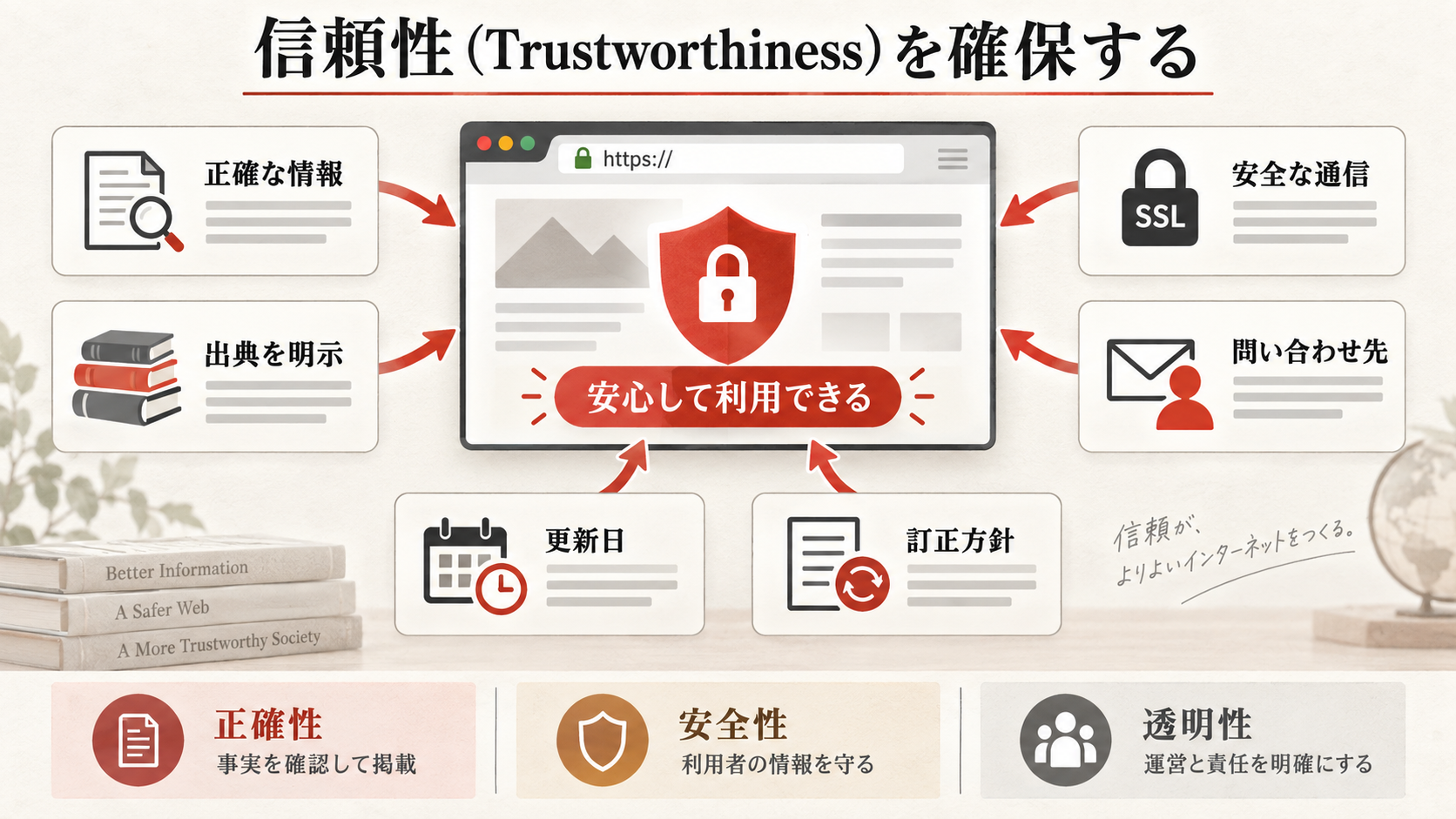 信頼性(Trustworthiness)を確保するを整理した図解(達人ラボ)