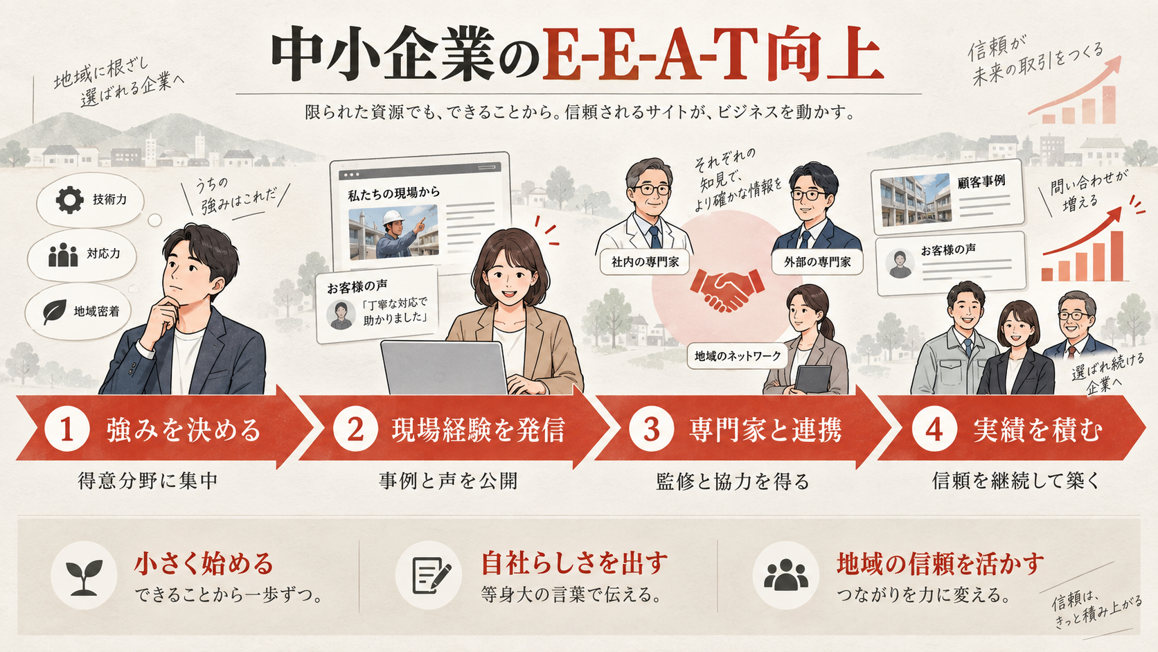 中小企業のE-E-A-T向上を整理した図解(達人ラボ)