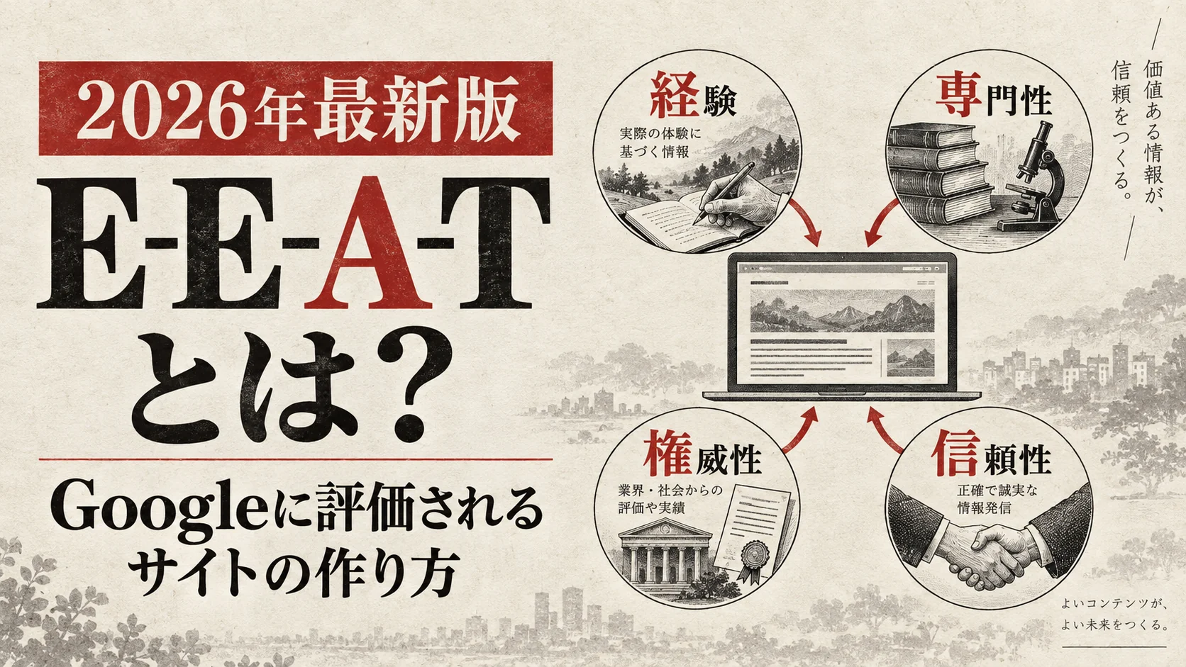 E-E-A-Tとは？Googleに評価されるサイトの作り方｜アイキャッチ