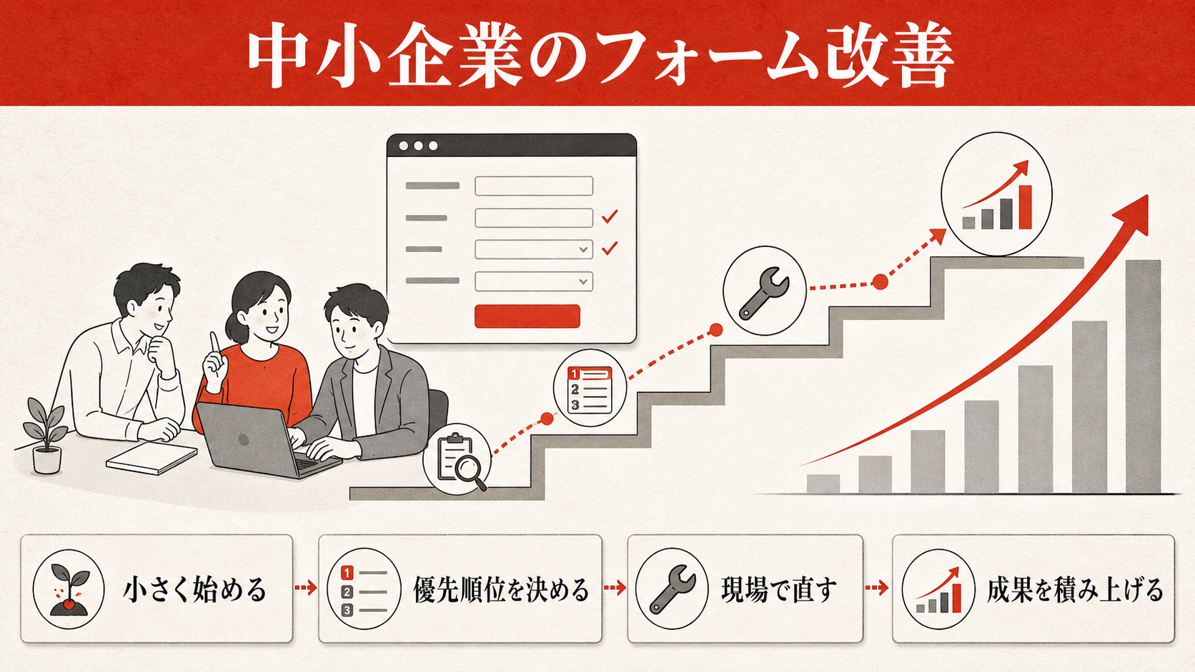 中小企業のフォーム改善を示す図（達人ラボ）