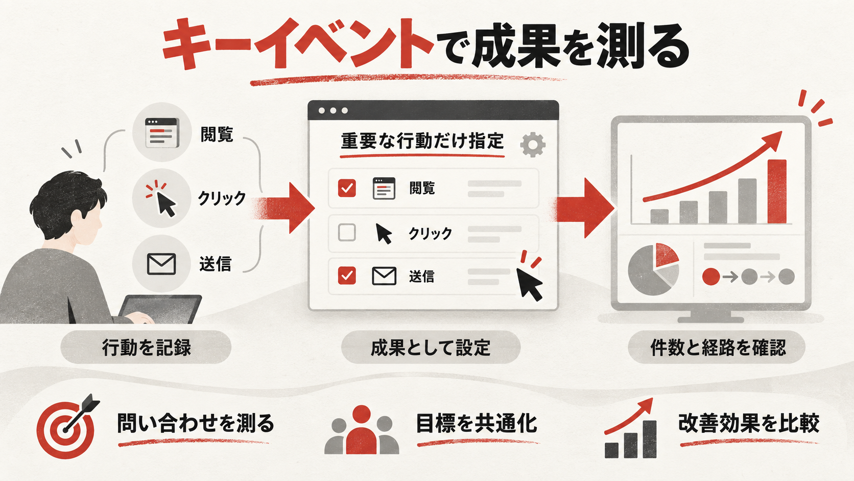 コンバージョン(キーイベント)の設定と計測を整理した図解(達人ラボ)