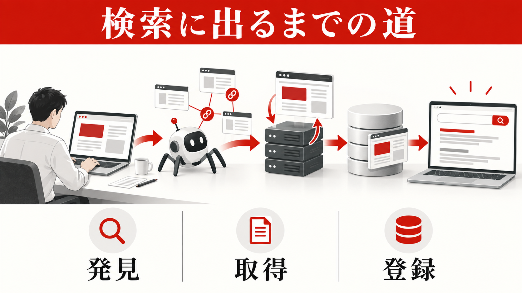 Googleにインデックスされない原因｜確認手順と対処法｜インデックスされないとは？検索で見つからない理由を分けるの図解