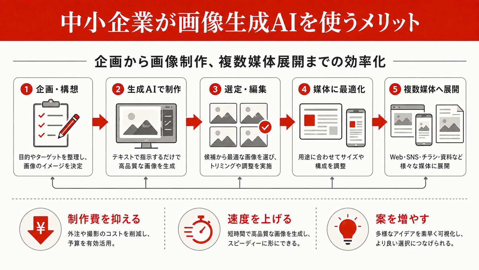 中小企業が画像生成AIを使うメリットを整理した図解（達人ラボ）