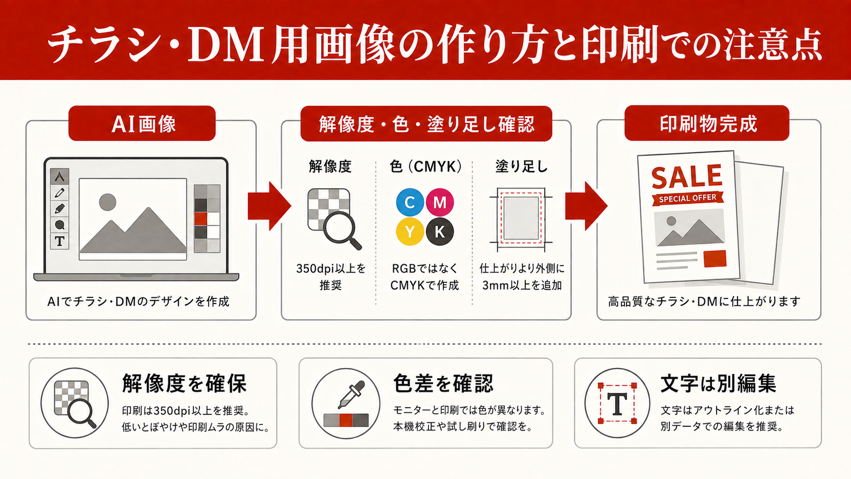 チラシ・DM用画像の作り方と印刷での注意点を整理した図解（達人ラボ）