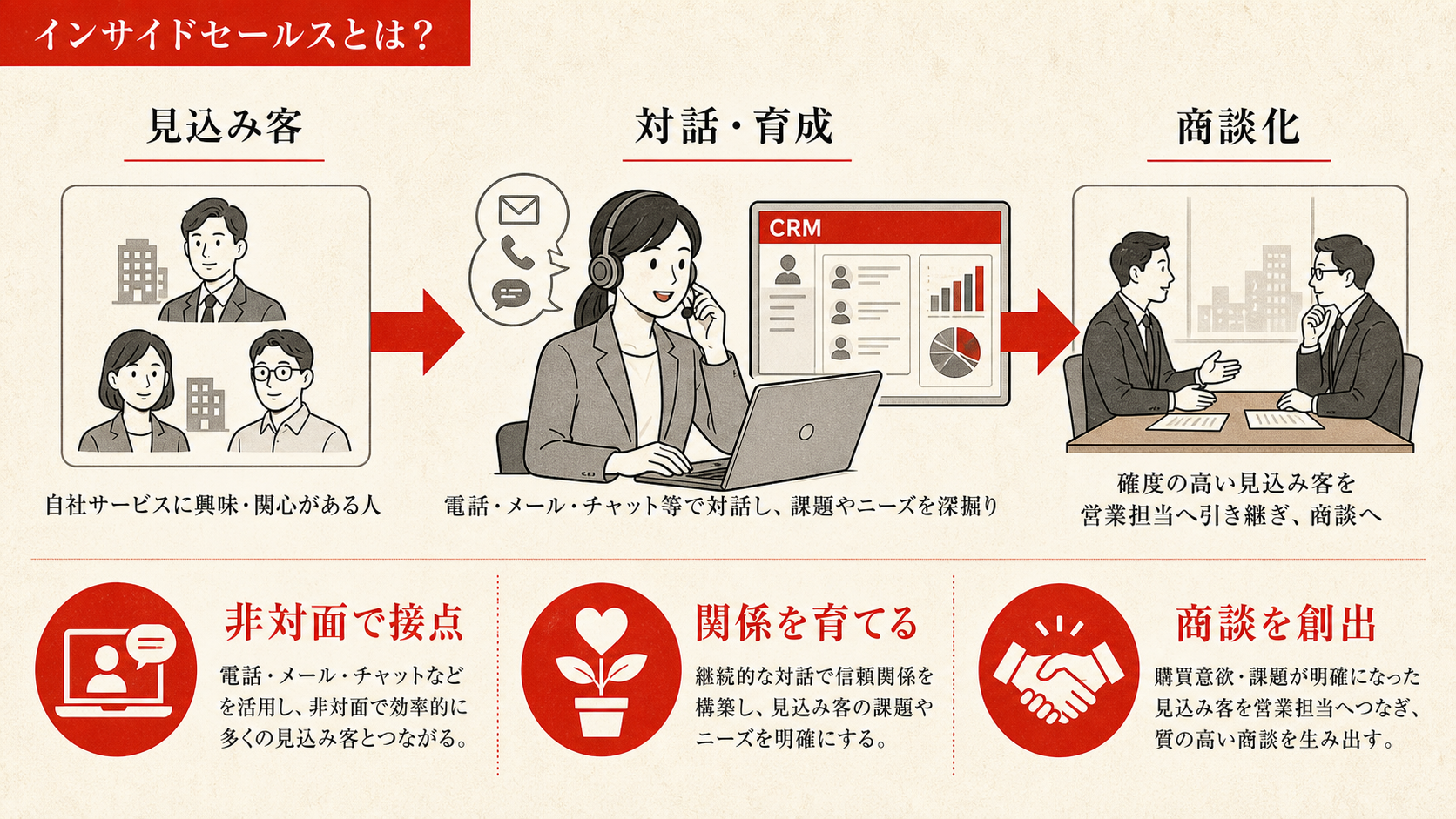インサイドセールスの基本を示す図(達人ラボ)