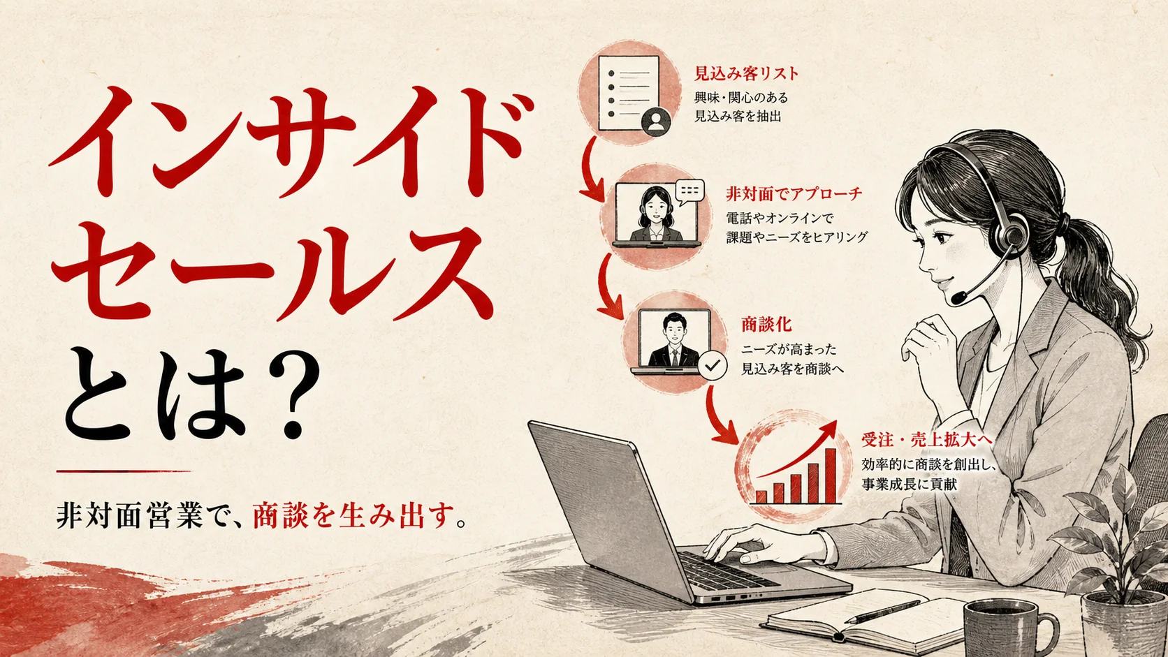 インサイドセールスとは｜非対面営業の始め方と成功のコツ｜アイキャッチ