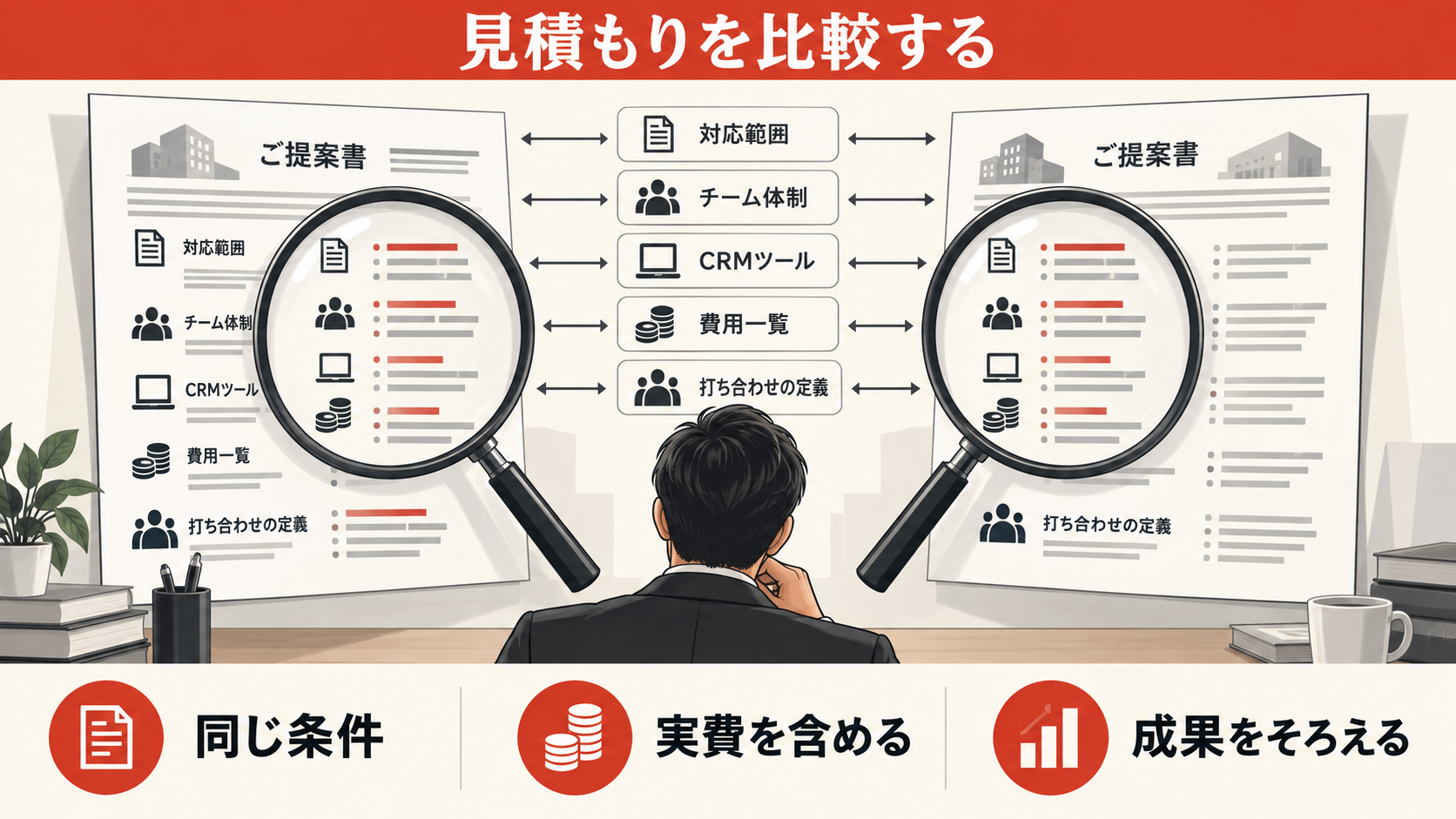 見積もりの比較表と追加費用の見落としの図解｜達人ラボ