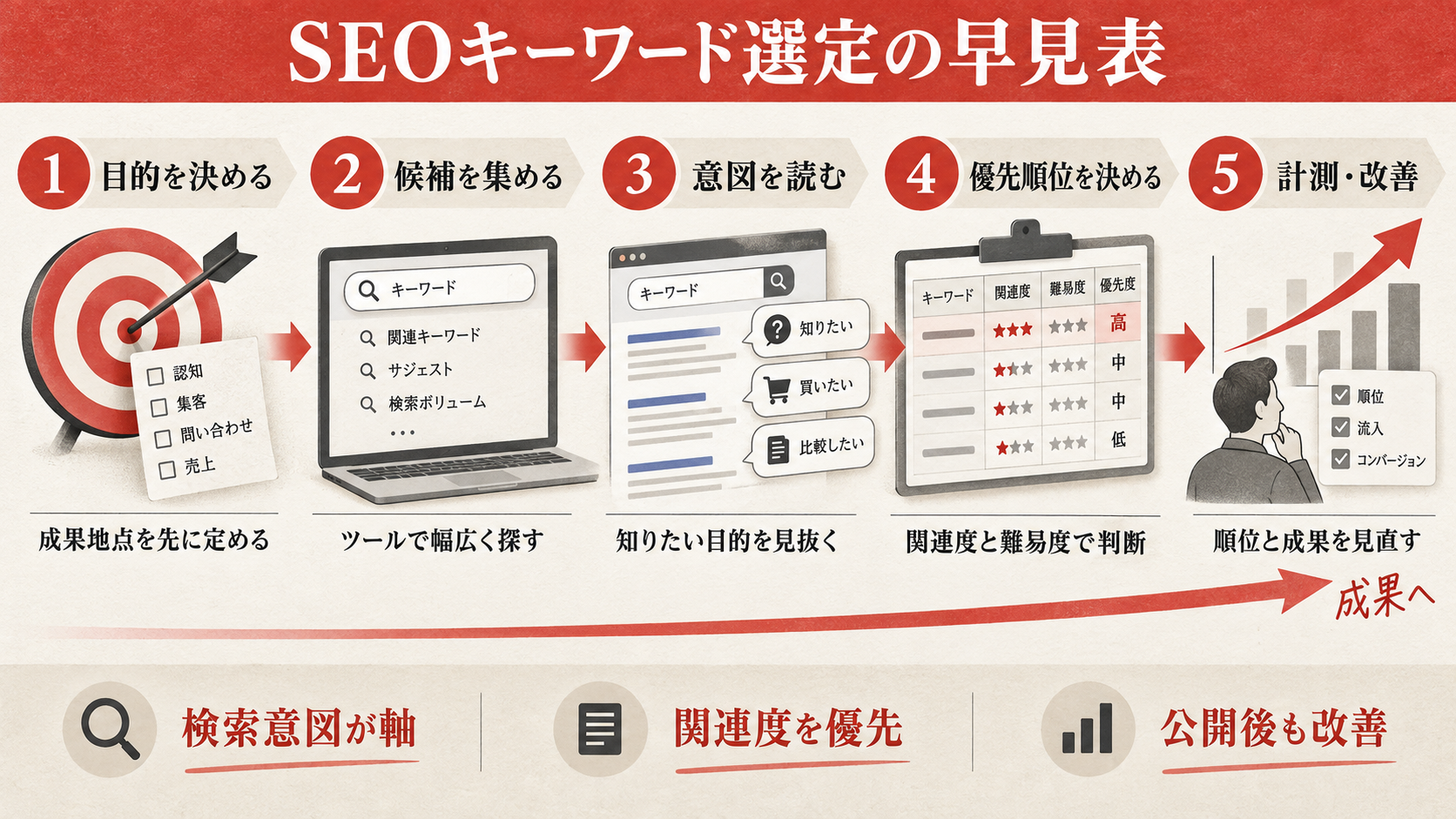 SEOキーワード選定に関するよくある質問と回答の図解（達人ラボ）