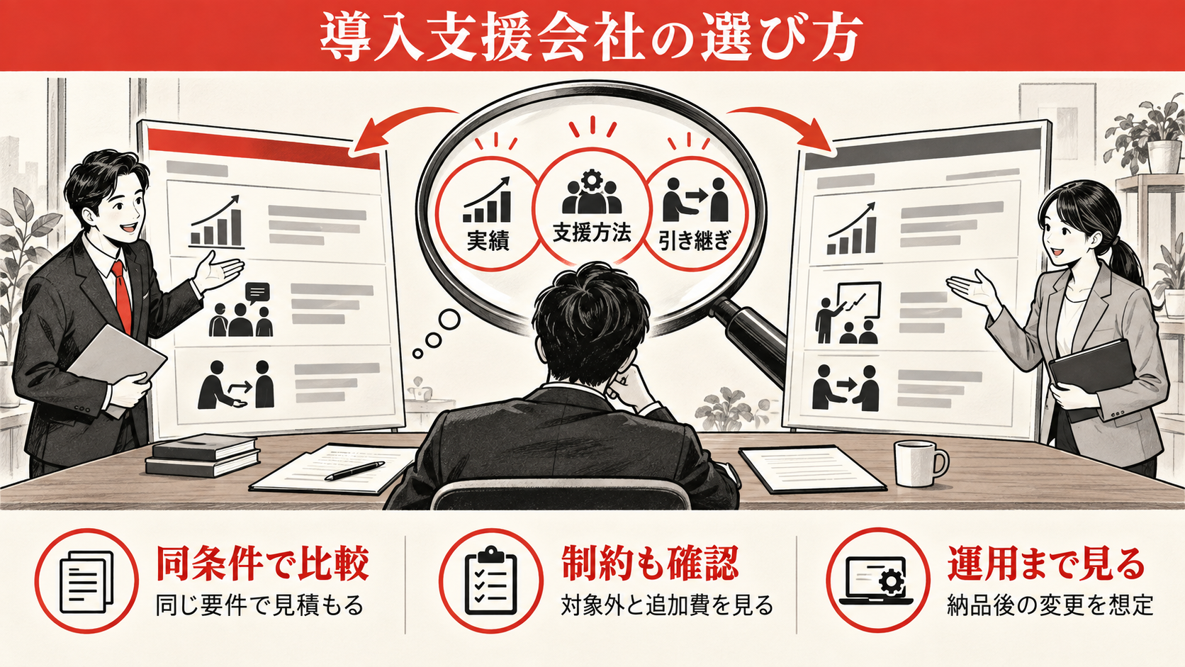 導入支援会社とサービスをどう比較するかの図解｜達人ラボ