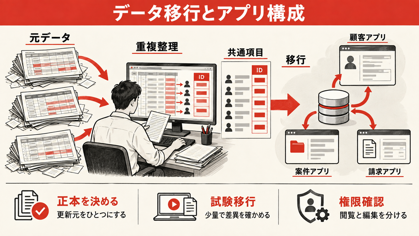 アプリの構成とデータ移行で失敗しない方法の図解｜達人ラボ
