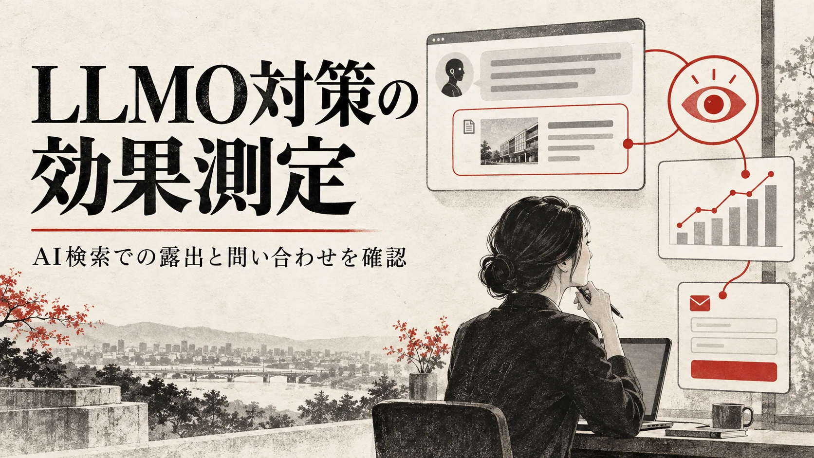 LLMO対策の効果測定方法｜AI検索での露出と問い合わせをどう確認するか｜アイキャッチ