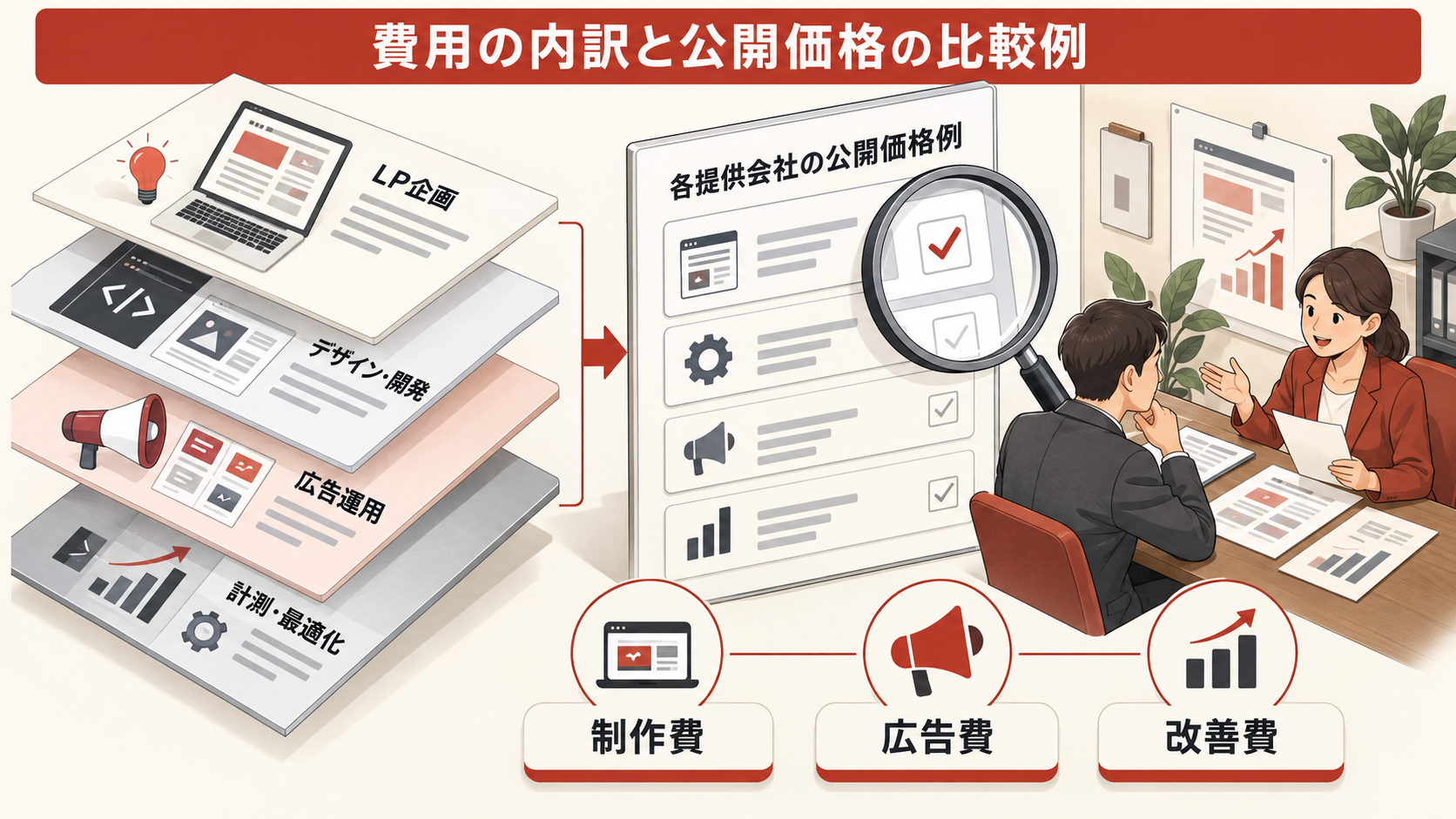 費用の内訳と公開価格の比較例の図解｜達人ラボ