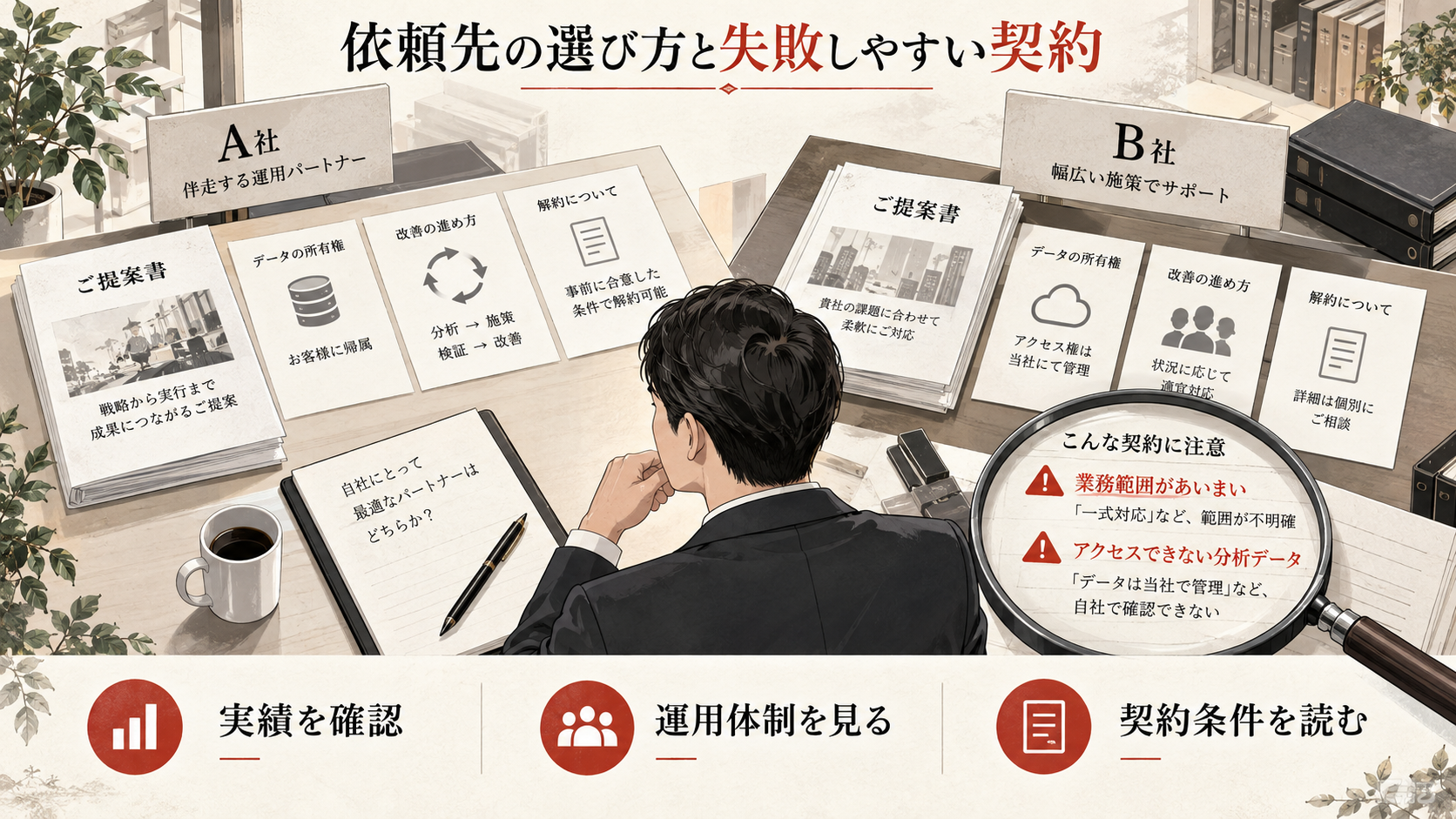 依頼先の選び方と失敗しやすい契約の図解｜達人ラボ