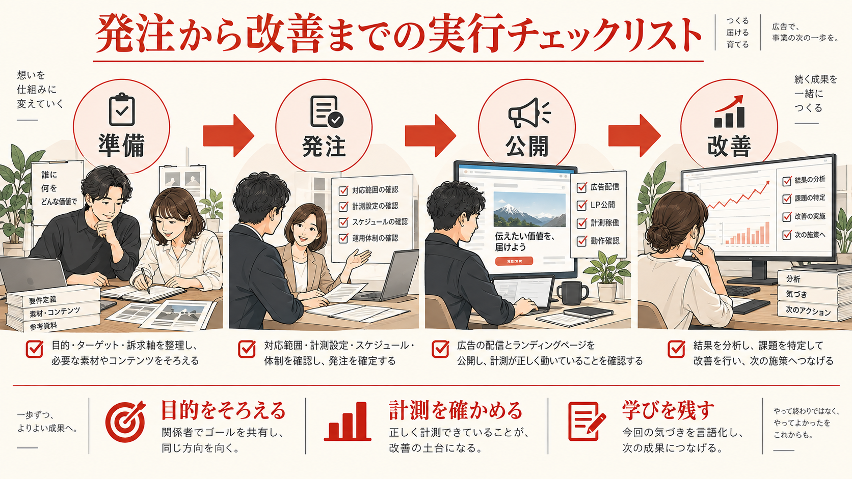 発注から改善までの実行チェックリストの図解｜達人ラボ