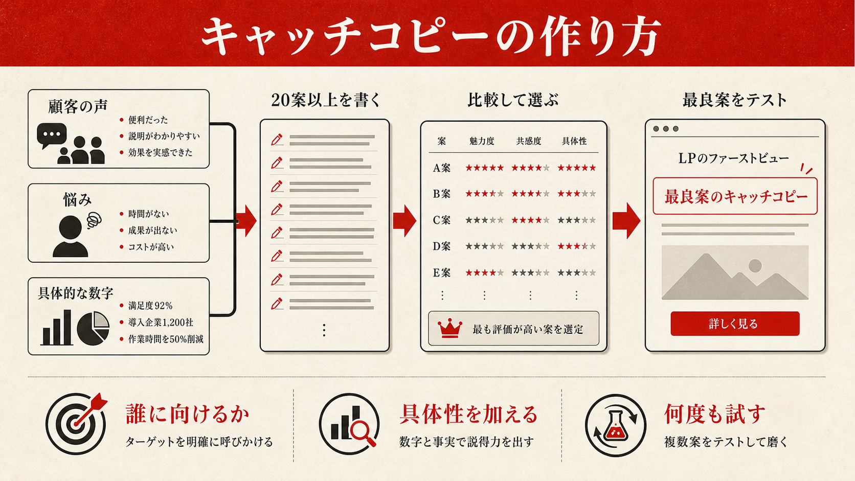 キャッチコピーの作り方を示すチェックリスト（達人ラボ）
