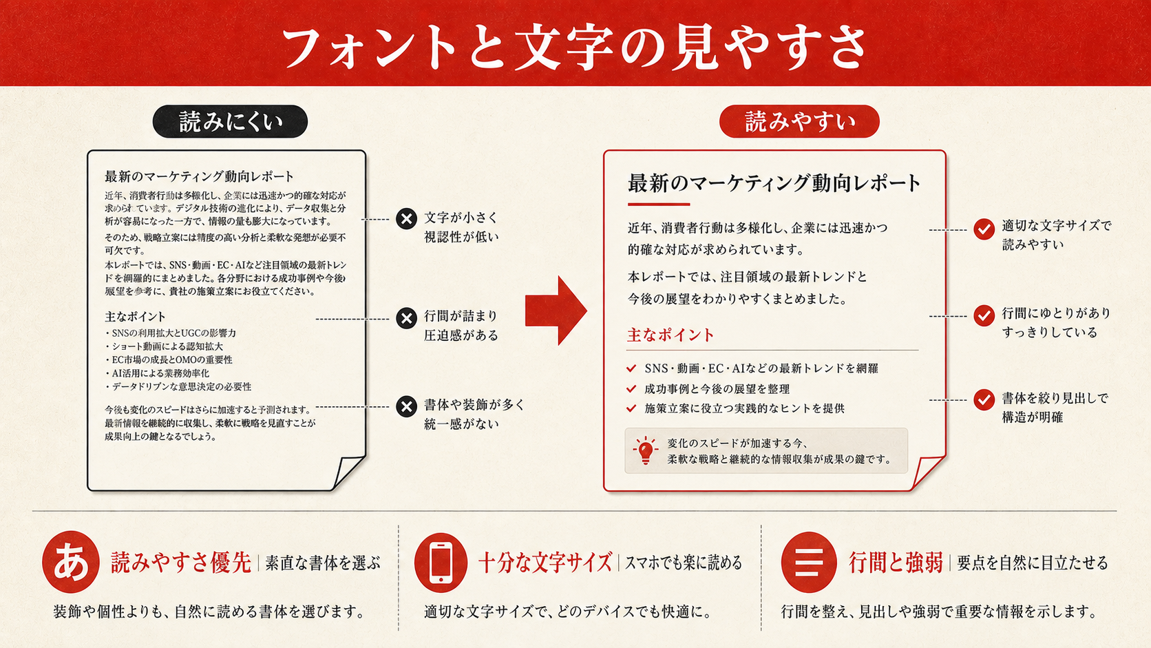 フォントと文字の見やすさを示すチェックリスト（達人ラボ）