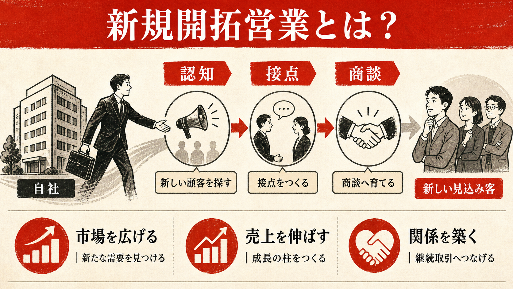新規開拓営業の基本を示す図(達人ラボ)