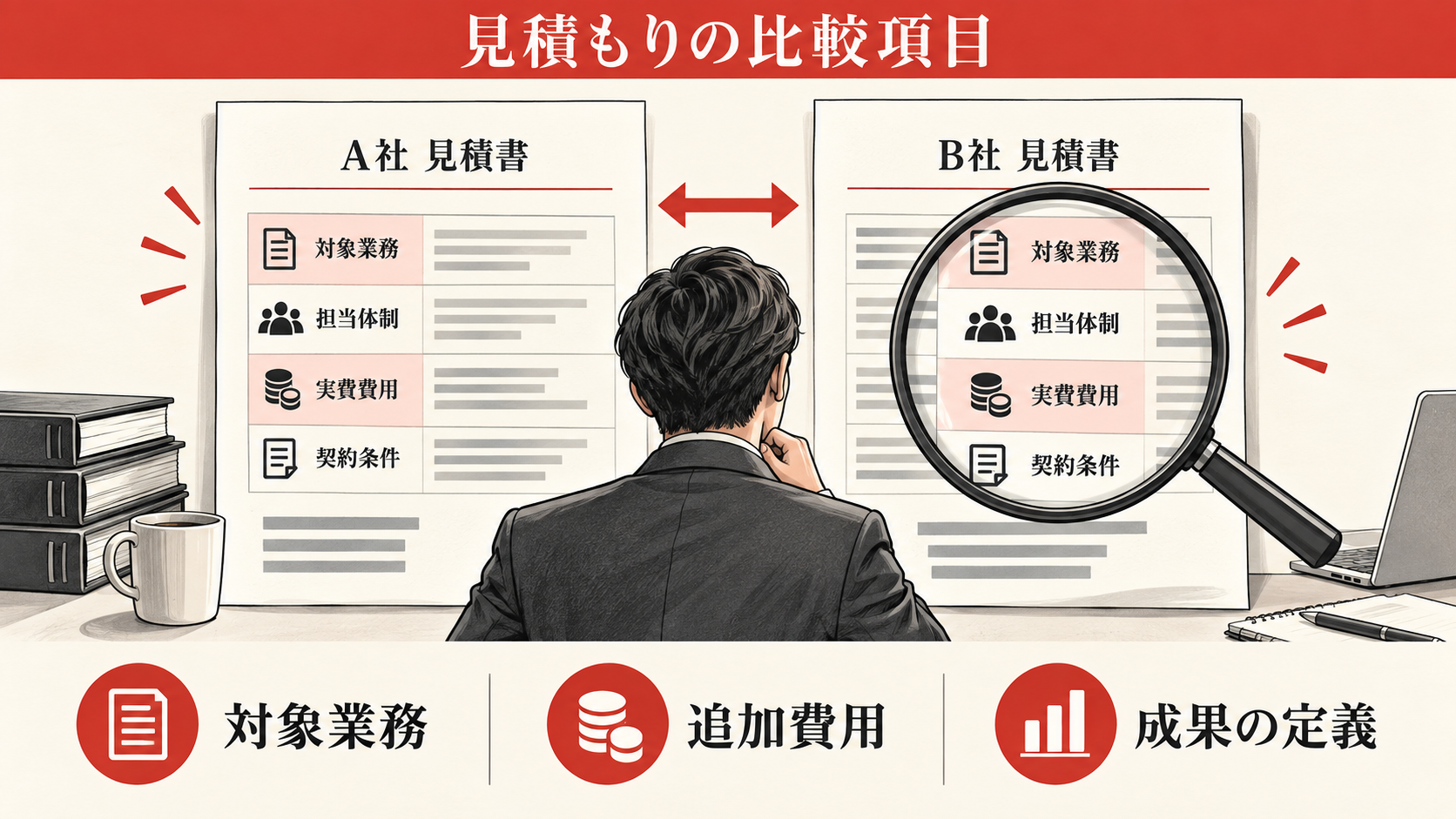見積もりを比較するときの確認項目の図解｜達人ラボ