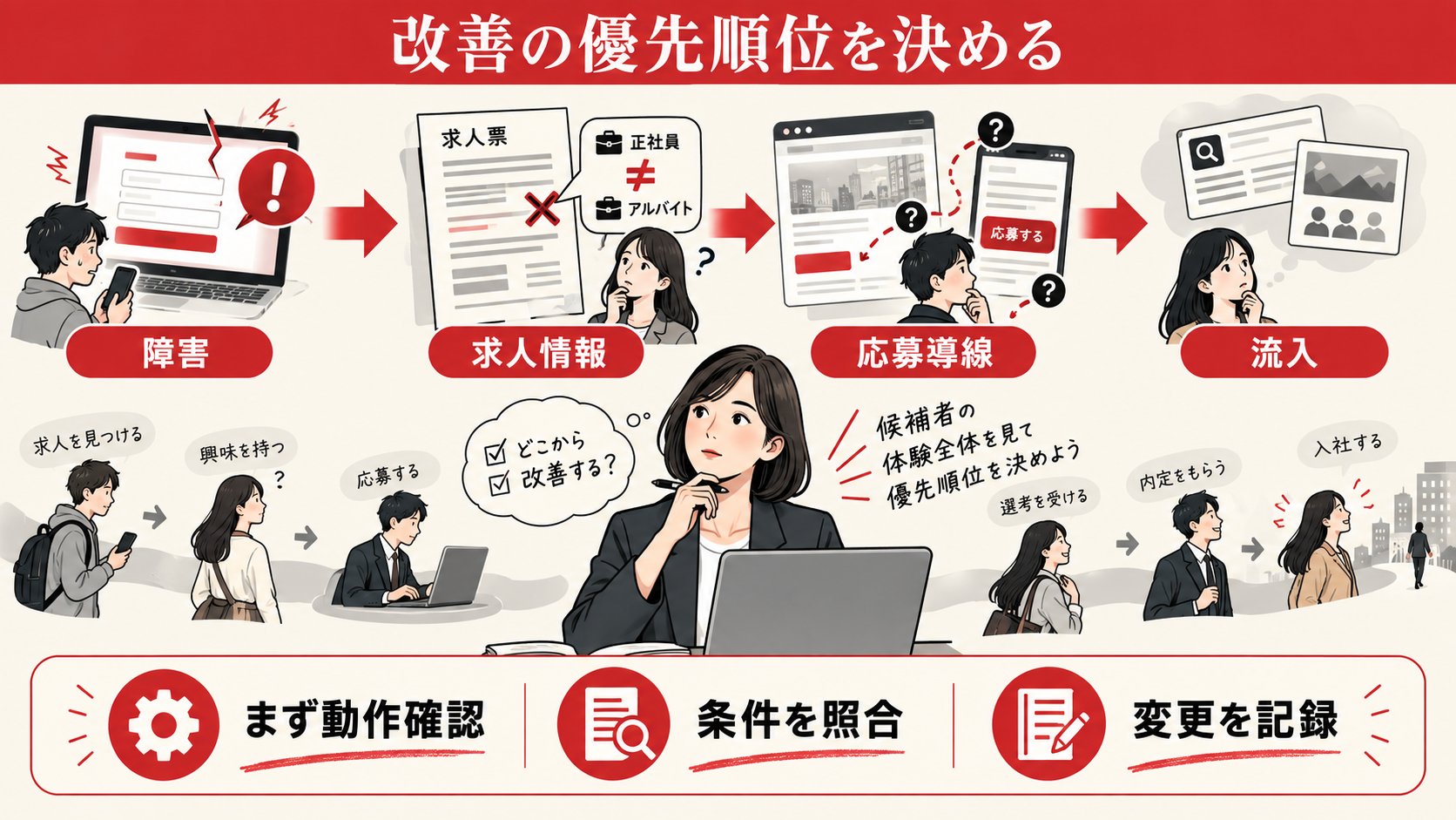 改善の順序は障害・情報・導線・集客で決めるの図解|達人ラボ