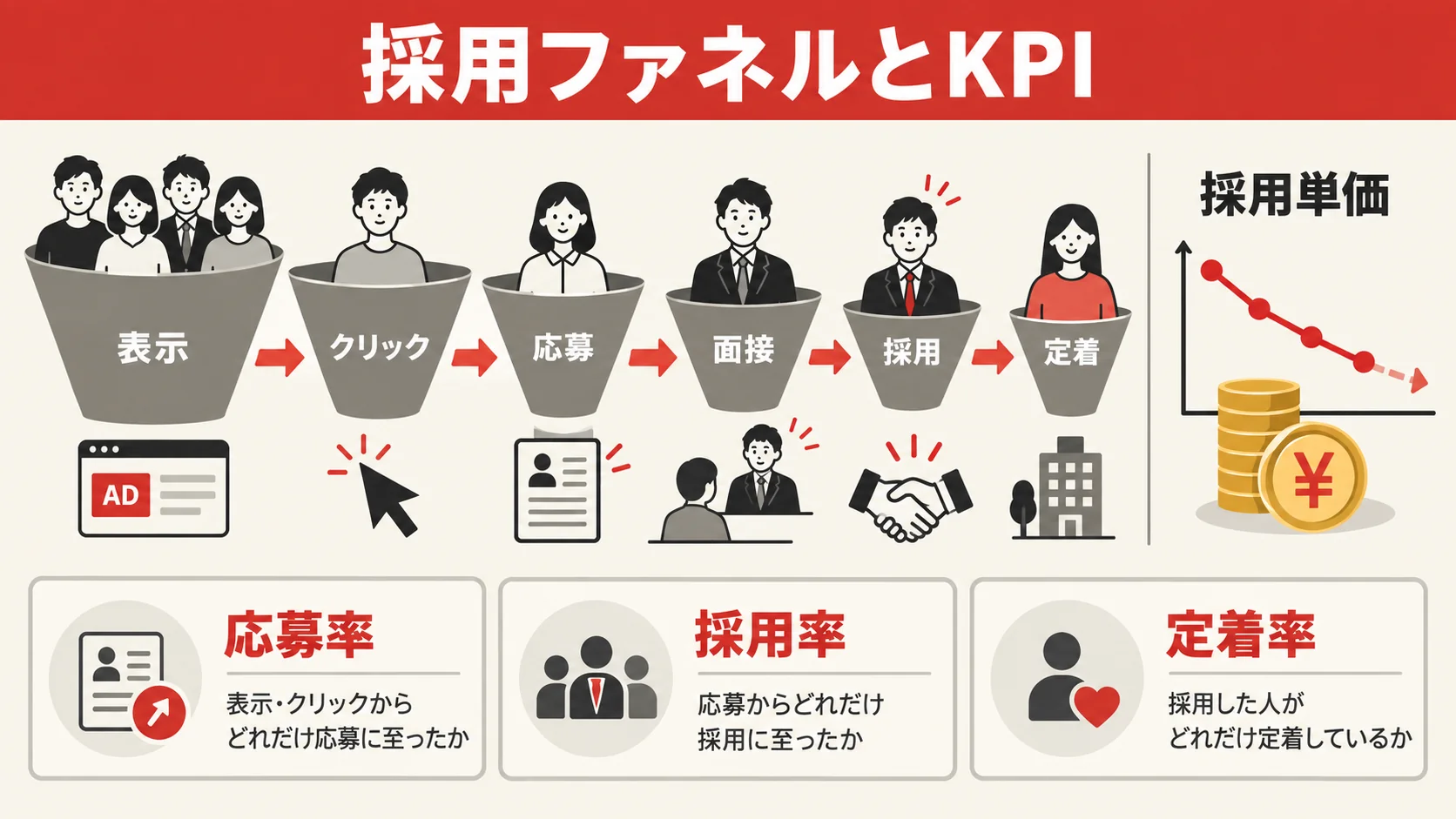 採用単価と費用対効果を測るKPIの図解|達人ラボ