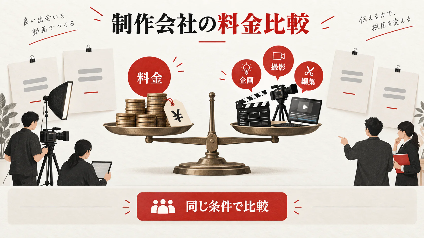 公式料金で比較する採用動画制作会社の図解|達人ラボ