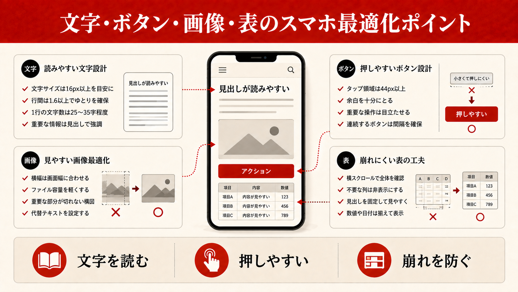 レスポンシブサイト制作のステップを示す図解(達人ラボ)