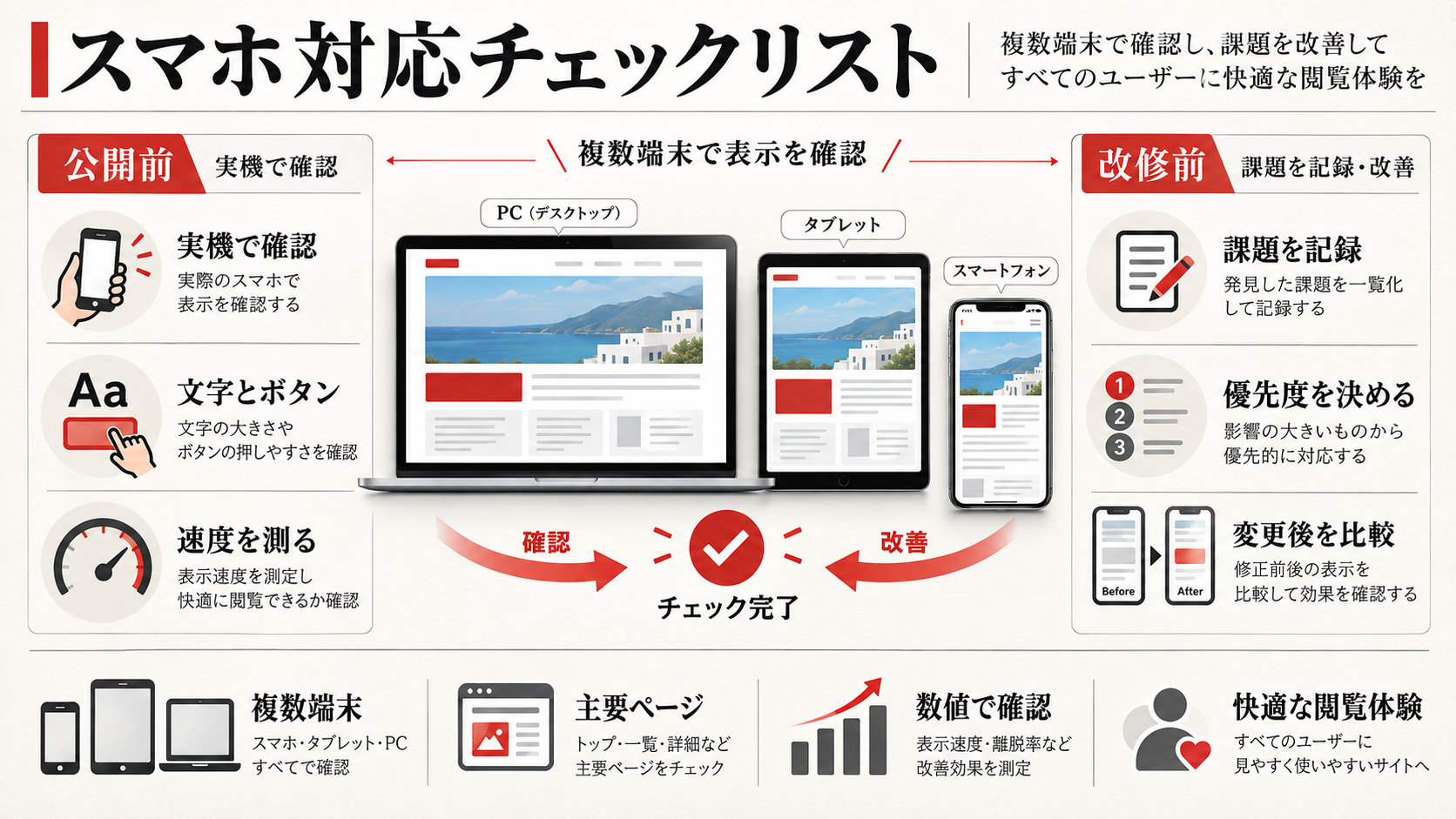 スマホ対応チェックリストを一覧化した図解(達人ラボ)
