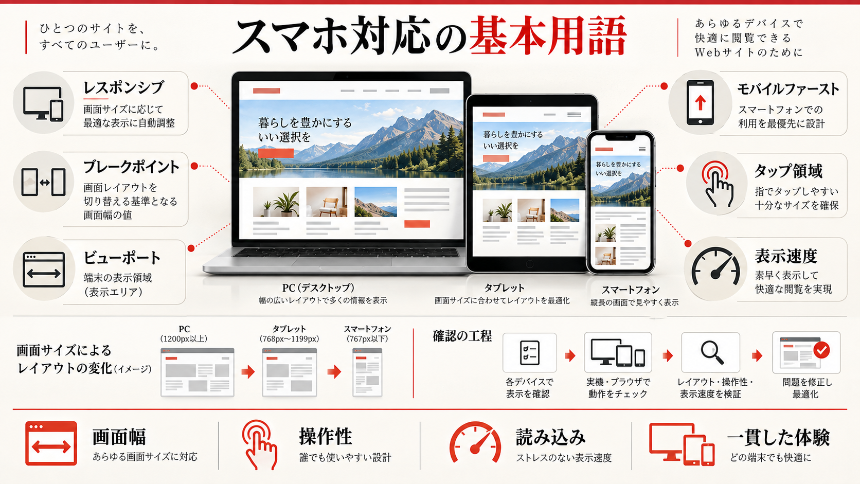 スマホ対応・レスポンシブWebデザイン関連の主要用語を解説する図解(達人ラボ)