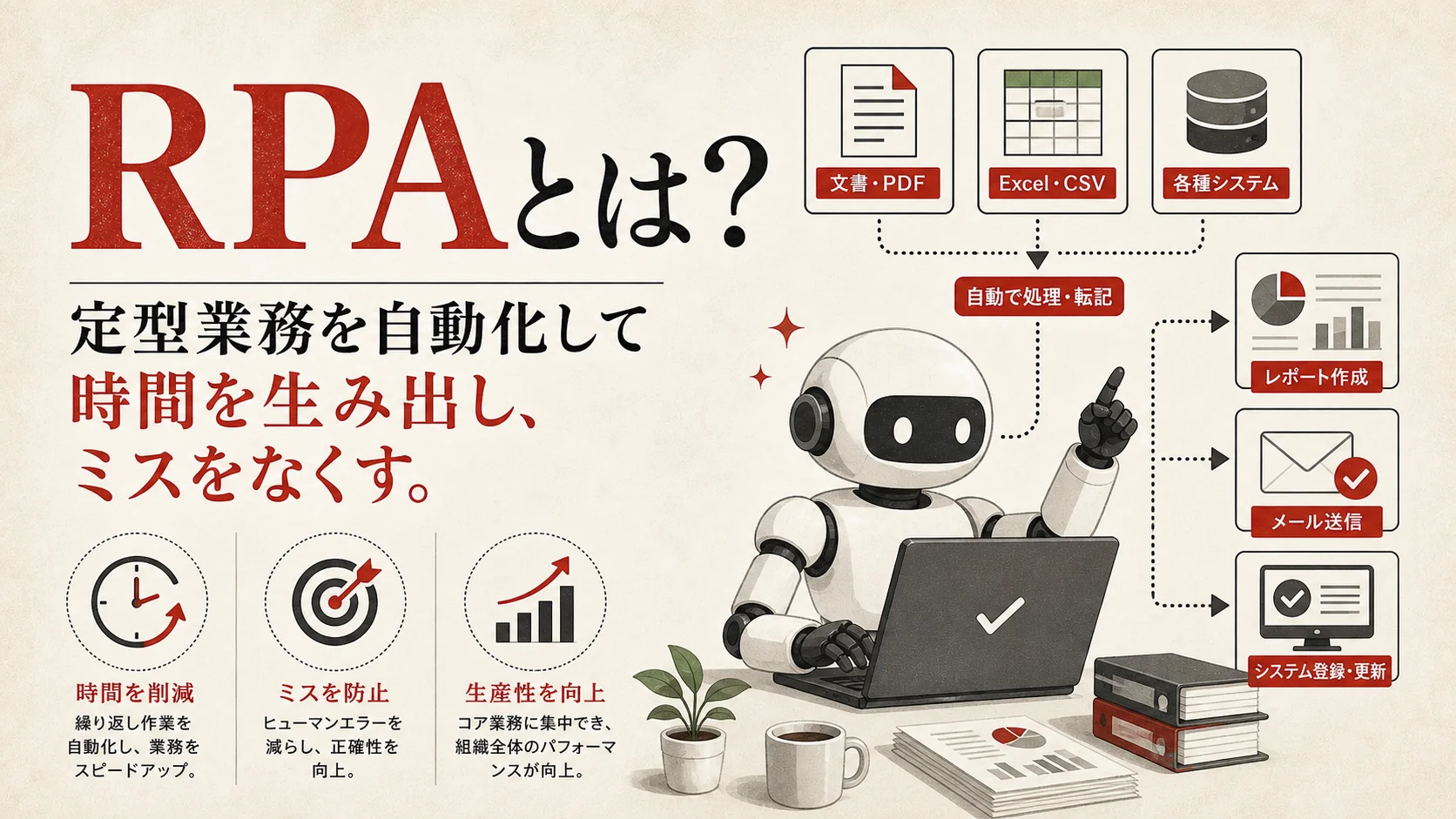 RPAとは？導入のメリットと進め方をわかりやすく解説｜アイキャッチ