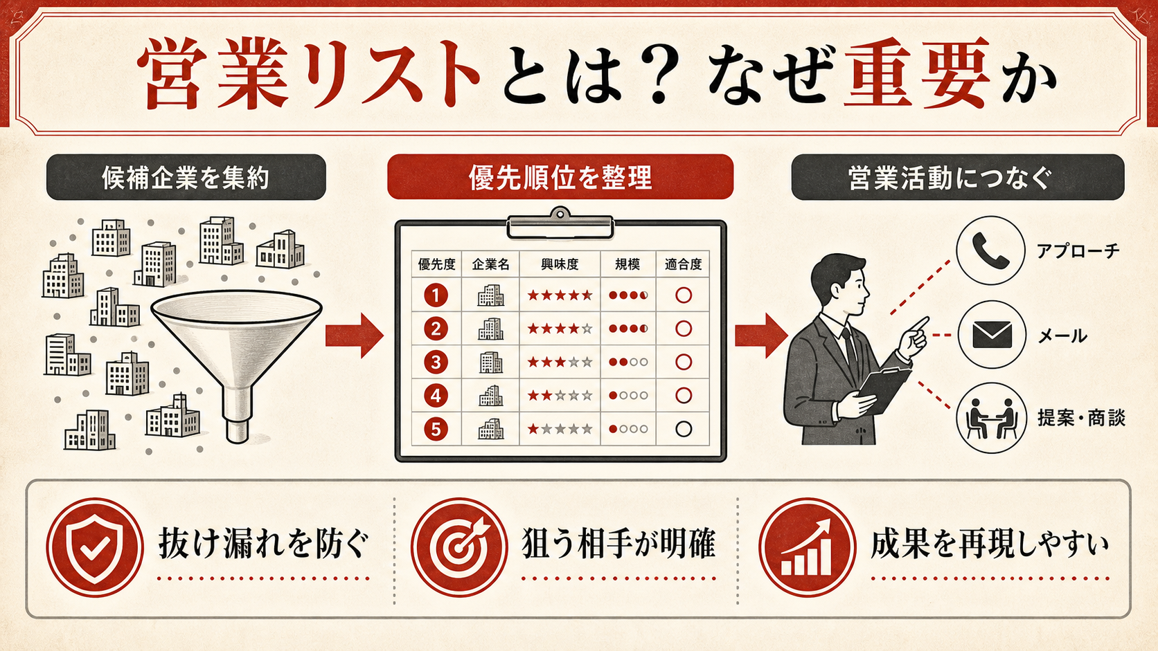 営業リストの基本を示す図(達人ラボ)