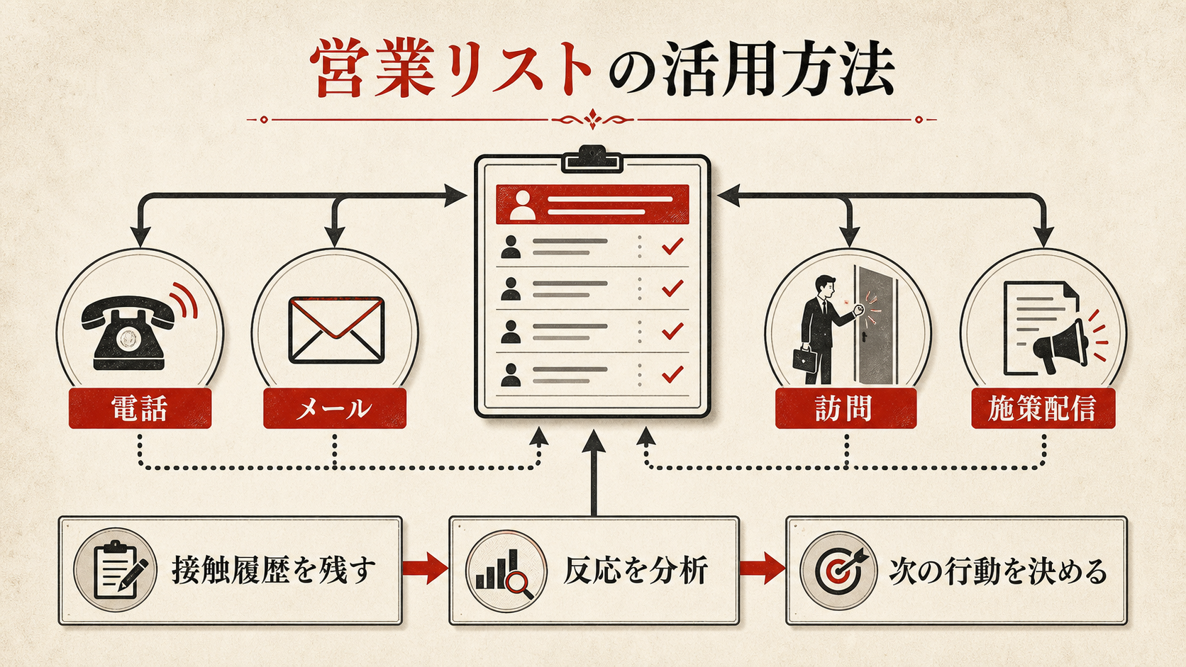 営業リストの活用方法を示す図(達人ラボ)